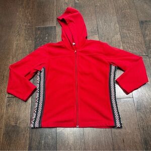 Columbia Women's Fleece Jacket Full Zip Red Size Large Winter Themed Excellent